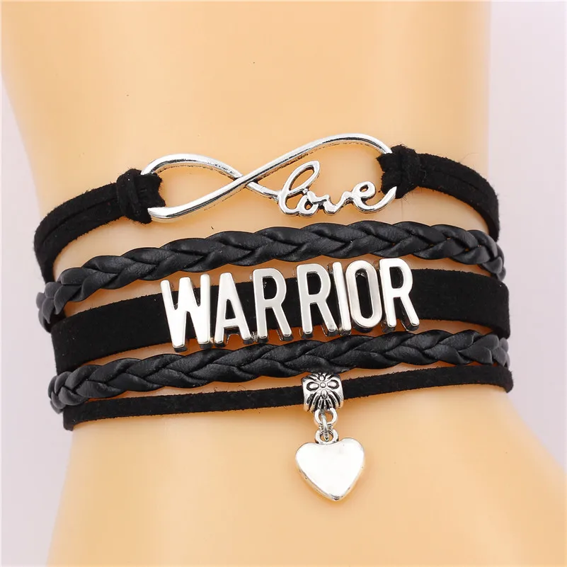 Infinity Love WARRIOR Letter Wrap Bracelet Cute Silver heart charm customizable Handmade Leather Bracelets PUNK Jewelry for men
Infinity Love WARRIOR Letter Wrap Bracelet Cute Silver heart charm customizable Handmade Leather Bracelets PUNK Jewelry for men