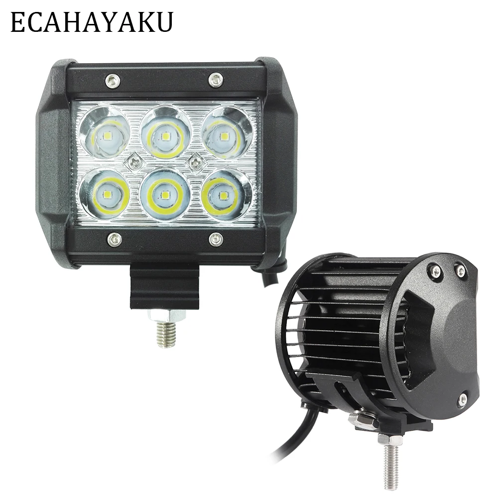 

ECAHAYAKU 2PCS 4inch 18W 6000K 1260lm LED Work Light Bar for Motorcycle Tractor Boat Off Road 4WD 4x4 Truck SUV ATV Spot 12v 24v