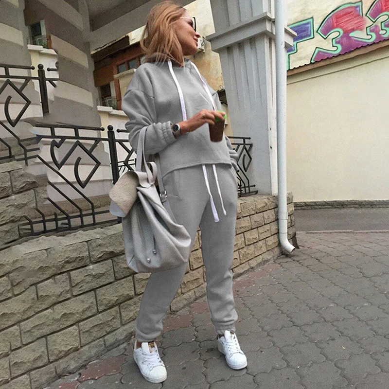 Women Casual Sets New Fashion Hooded Tops Sweatshirt+Solid Long Pants Sets Women Clothing Suits Female Tracksuit 2pcs Sets
Women Casual Sets New Fashion Hooded Tops Sweatshirt+Solid Long Pants Sets Women Clothing Suits Female Tracksuit 2pcs Sets