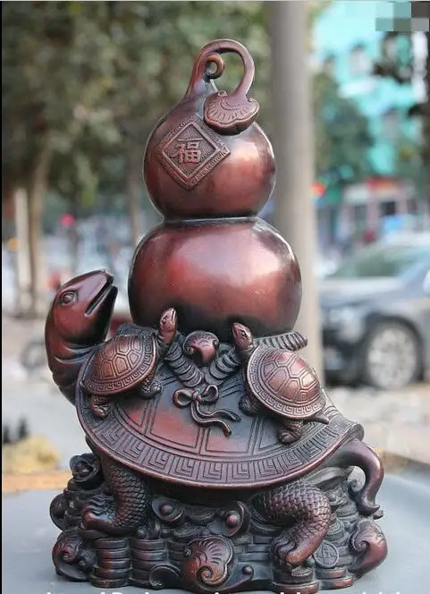 free 14" Chinese Fengshui Pure Red Bronze Gourd Ru Yi Tortoises Turtle YuanBao Statue fast
free 14" Chinese Fengshui Pure Red Bronze Gourd Ru Yi Tortoises Turtle YuanBao Statue fast