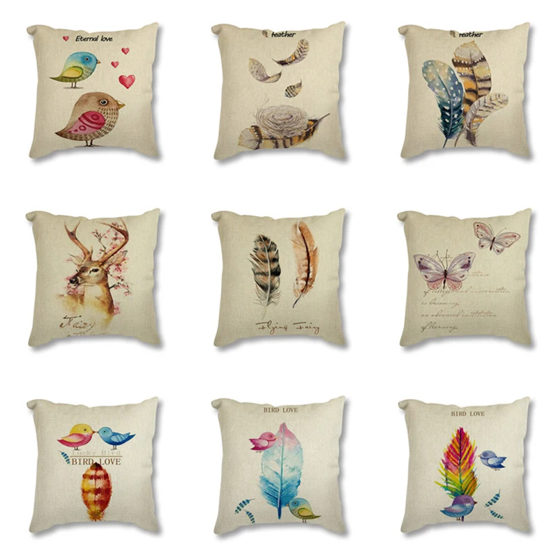 Linen Cushion Covers 45*45 Feather Birds Butterfly Pattern Pillow Cover Decorative Pillowcases For Sofa Office Chair Home Decor
Linen Cushion Covers 45*45 Feather Birds Butterfly Pattern Pillow Cover Decorative Pillowcases For Sofa Office Chair Home Decor