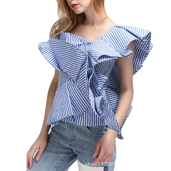 Temperament ruffled irregular shirt top 2019 new versatile sexy word collar off-shoulder striped shirt pink blue shirt summer
Temperament ruffled irregular shirt top 2019 new versatile sexy word collar off-shoulder striped shirt pink blue shirt summer
