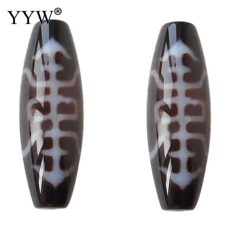 Natural Tibetan Agata Dzi Beads Oval two tone Grade AAA 12x38mm Hole:Approx 2mm Sold By PC