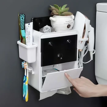 Bathroom Shower Organizer Wall Mount Toothbrush Rack Toiletries Holder Hair Dryer Shelf Makeup Storage Drawer Organizador Tool
Bathroom Shower Organizer Wall Mount Toothbrush Rack Toiletries Holder Hair Dryer Shelf Makeup Storage Drawer Organizador Tool