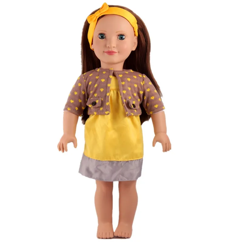 Hot Sell 45 cm American doll clothes yellow dress and Hair band brown shawl 3IN1 Outfits Doll Clothes for 18 inch Girl Doll
Hot Sell 45 cm American doll clothes yellow dress and Hair band brown shawl 3IN1 Outfits Doll Clothes for 18 inch Girl Doll