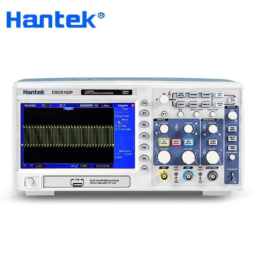 Digital Oscilloscope Hantek DSO5102P Portable 100MHz 2Channels 1GSa/s Record Length 40K USB Osciloscopio Handheld Oscilloscopes |