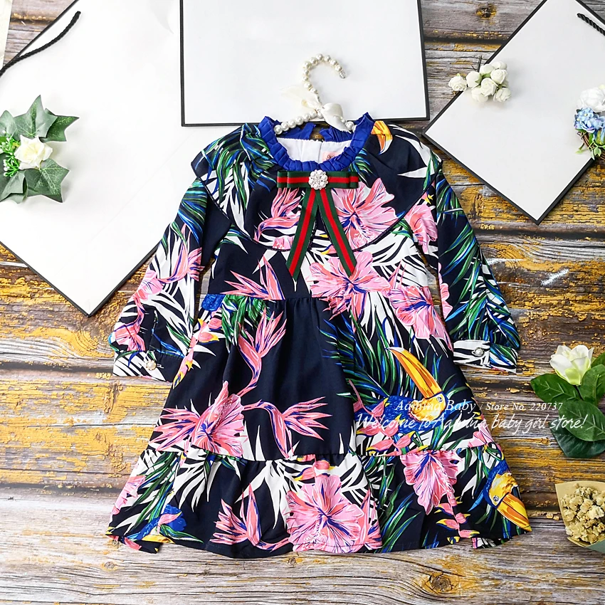 491 Flower Bird Print Brand Princess Baby Girl Dress New Spring Fall Autumn Party Kid Dress For Girl Wholesale Baby Girl Clothes
491 Flower Bird Print Brand Princess Baby Girl Dress New Spring Fall Autumn Party Kid Dress For Girl Wholesale Baby Girl Clothes