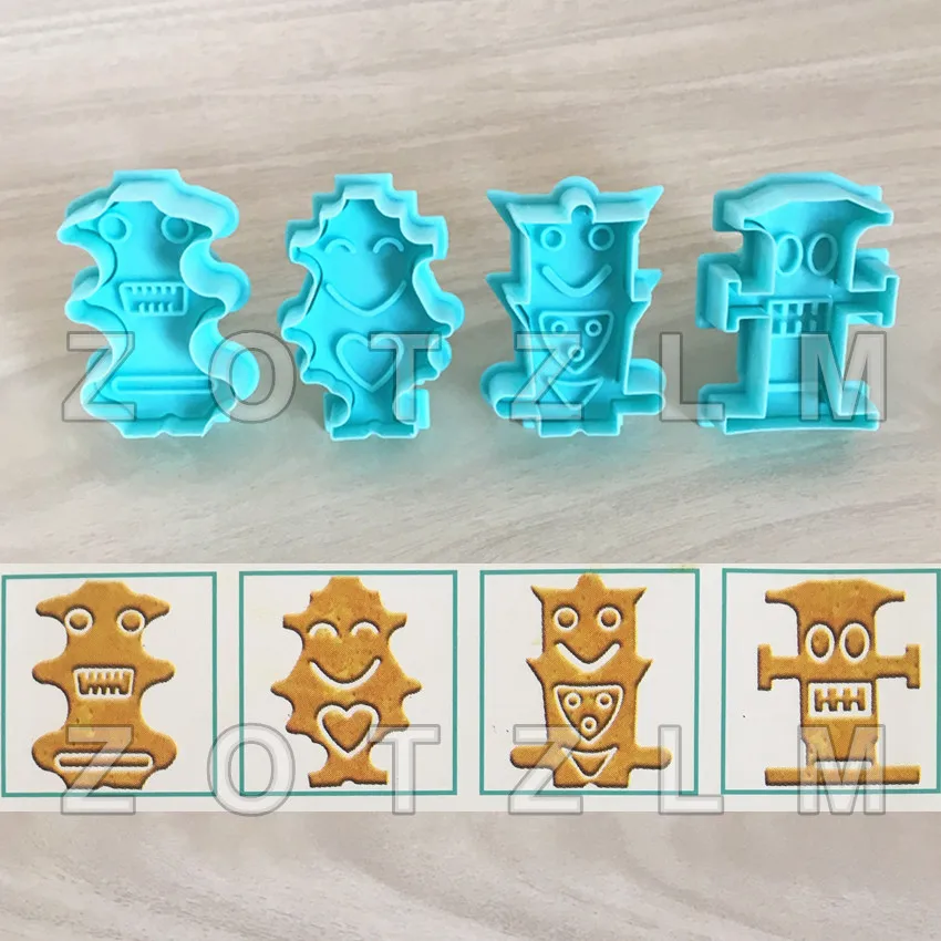 4 pcs/set Cartoon Robot Shape Plastic Cookie Cutters Pastry Cake Biscuit Mold Spring Plunger Baking Tools Cartoon Figure SLP123
4 pcs/set Cartoon Robot Shape Plastic Cookie Cutters Pastry Cake Biscuit Mold Spring Plunger Baking Tools Cartoon Figure SLP123