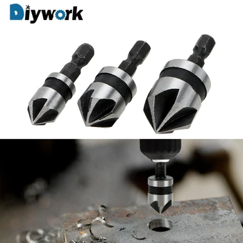 DIYWORK 3 piece/set Chamfering Cutter Chamfer 90 Degree Point Angle 5 Flute For Power Tool Hex Shank Countersink Drill Bit
DIYWORK 3 piece/set Chamfering Cutter Chamfer 90 Degree Point Angle 5 Flute For Power Tool Hex Shank Countersink Drill Bit