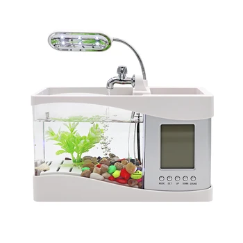 Aquarium USB Mini Aquarium Fish Tank Aquarium with LED Lamp Light LCD Display Screen and Clock Fish Tank Aquarium Black/ White
Aquarium USB Mini Aquarium Fish Tank Aquarium with LED Lamp Light LCD Display Screen and Clock Fish Tank Aquarium Black/ White