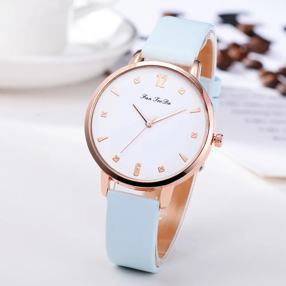 

Fanteeda Brand Leather Watches Women Creative Casual Quartz Wristwatches Ladies White Dial Sport Bracelet Watch New Year Gift F#