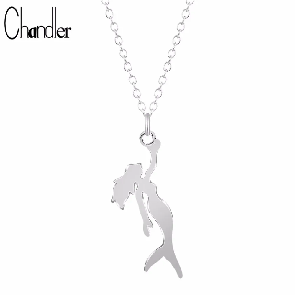 Chandler Gold Color Plated Little Mermaid Charms Necklace Beach Sea-maid Statement Figure Love Jewelry Finding For Women | Украшения и