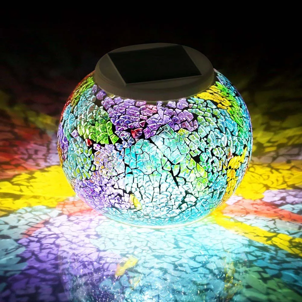 2x Farbwechsel Mosaik Solar Power Lights Glaskugel LED Lampen Für Yard