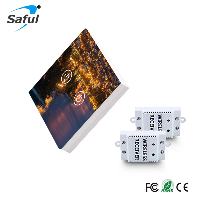 Saful 2 Gang 2 Way Remote Control Wireless Touch Switch Painting DIY Glass Panel Design Wall Light Switch Free Shipping
Saful 2 Gang 2 Way Remote Control Wireless Touch Switch Painting DIY Glass Panel Design Wall Light Switch Free Shipping