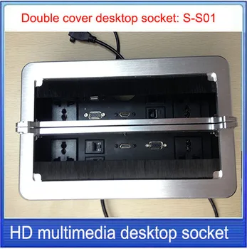 Double brush cover desktop socket/Aluminum socket/USB,VGA,HDMI,network,RJ45 information Outlet box /Hidden desktop socket: S-S01
Double brush cover desktop socket/Aluminum socket/USB,VGA,HDMI,network,RJ45 information Outlet box /Hidden desktop socket: S-S01