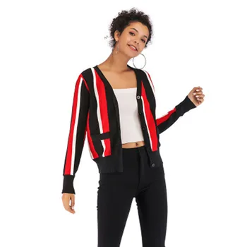 Causal Patchwork Striped Women Knitted Coat V-neck Slim Female Jacket Long Sleeve Bodycon Lady Crop Top
Causal Patchwork Striped Women Knitted Coat V-neck Slim Female Jacket Long Sleeve Bodycon Lady Crop Top