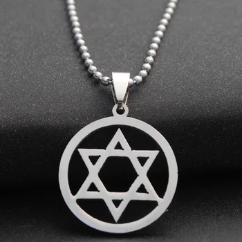

10PCS Stainless Steel Magen David Rock Star Circle Necklace Israel Jewish Judaism Hebrew Passover Mitzvah Triangles Necklaces