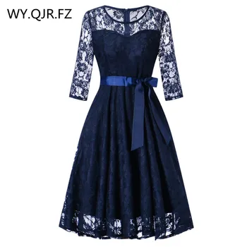 OML516l#Middle sleeve O-Neck short Navy blue lace Bow Bridesmaid Dresses wedding party dress prom gown women's fashion wholesale
OML516l#Middle sleeve O-Neck short Navy blue lace Bow Bridesmaid Dresses wedding party dress prom gown women's fashion wholesale