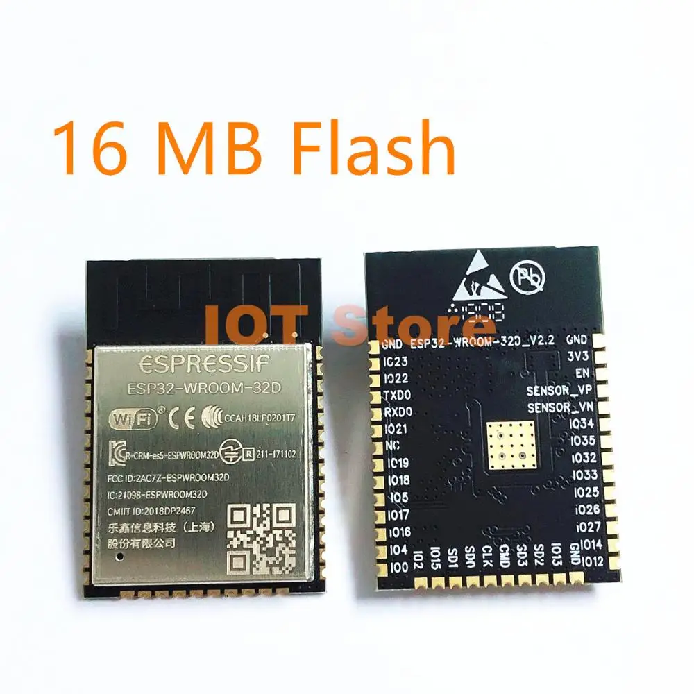 ESP32-WROOM-32D 16MB Flash Memory Wi-Fi+BT+BLE ESP32 Module Espressif Original better RF perfermance
ESP32-WROOM-32D 16MB Flash Memory Wi-Fi+BT+BLE ESP32 Module Espressif Original better RF perfermance