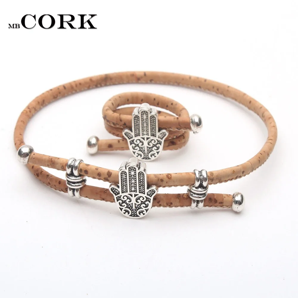 Natural Cork Handmade hand of fatima women original ring and bracelet Eco materials wooden jewelry Set-064
Natural Cork Handmade hand of fatima women original ring and bracelet Eco materials wooden jewelry Set-064