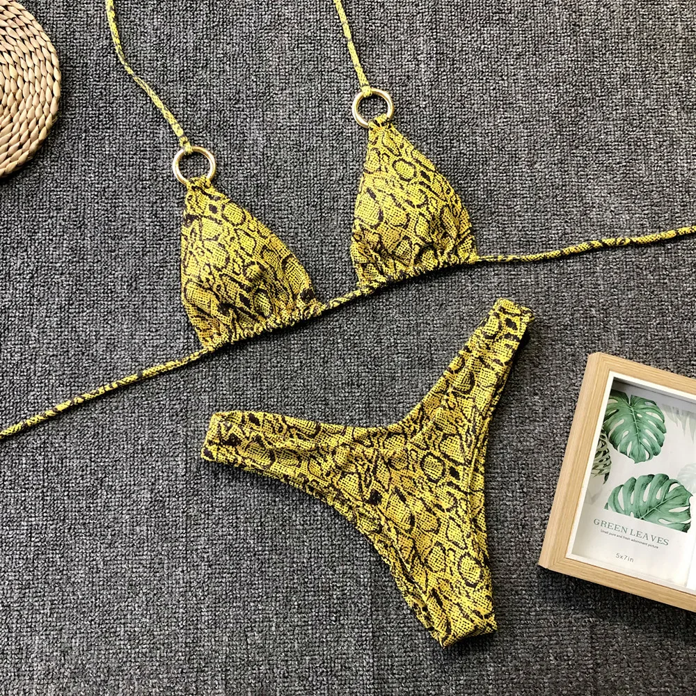 2019 Women Snakeskin Printed Push Up Low Waist Bikini Sets String Female Swimwear Summer Thong Beach Bathing Suits Bikinis 
2019 Women Snakeskin Printed Push Up Low Waist Bikini Sets String Female Swimwear Summer Thong Beach Bathing Suits Bikinis