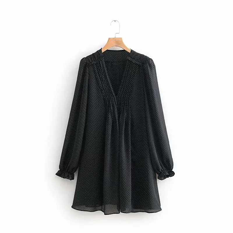 2019 women fashion pleats v neck dots print casual straight dress fashion office ladies chic chiffon vestidos dresses DS1862
2019 women fashion pleats v neck dots print casual straight dress fashion office ladies chic chiffon vestidos dresses DS1862