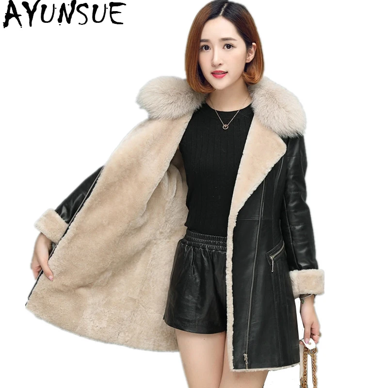 AYUNSUE Winter Sheepskin Coat For Women Double-faced Fur Coats Thick Warm Genuine Leather Jacket Natural Fox Fur Collar WYQ986
AYUNSUE Winter Sheepskin Coat For Women Double-faced Fur Coats Thick Warm Genuine Leather Jacket Natural Fox Fur Collar WYQ986