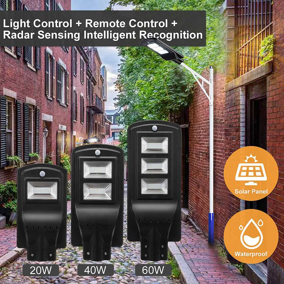 60/40/20W PIR Motion Solar Sensor LED Wall Street Light Lighting Waterproof Remote Control Lamp for Outdoor Garden Courtyard
60/40/20W PIR Motion Solar Sensor LED Wall Street Light Lighting Waterproof Remote Control Lamp for Outdoor Garden Courtyard