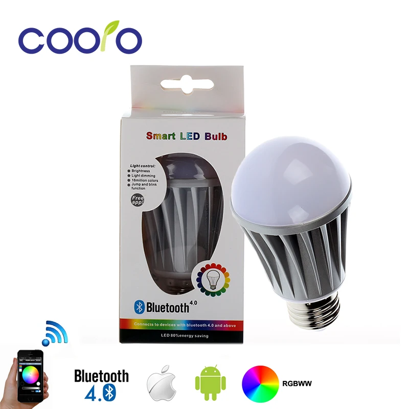 LED Bulb Light Bluetooth E27 RGBW 7.5W Bluetooth 4.0 Smart LED Bulb Timer Color changeable by IOS / Android APP
LED Bulb Light Bluetooth E27 RGBW 7.5W Bluetooth 4.0 Smart LED Bulb Timer Color changeable by IOS / Android APP