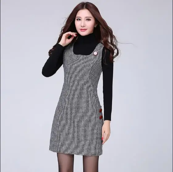 2018 New Fashion Women Autumn Winter Lattice Woolen Vest Dress Houndstooth Sundress Thousand Birds Big Size Morality Dress RQ217
2018 New Fashion Women Autumn Winter Lattice Woolen Vest Dress Houndstooth Sundress Thousand Birds Big Size Morality Dress RQ217