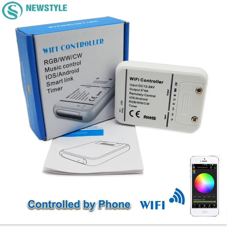RGB/WW/CW WIFI LED контроллер DC12-24V IOS Android Smart Timer Control ler музыкальное управление для