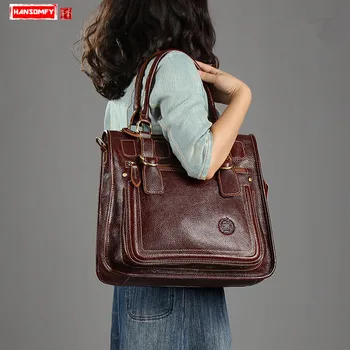 HANSOMFY Genuine Leather Women Handbag Retro Briefcase Ladies Computer Shoulder Messenger Bags Vintage Top Layer Leather Female
HANSOMFY Genuine Leather Women Handbag Retro Briefcase Ladies Computer Shoulder Messenger Bags Vintage Top Layer Leather Female