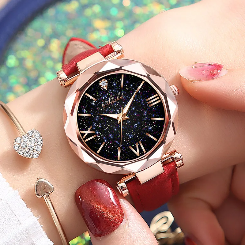 Women's Watch Fashion Leather Strap Women's Quartz Watch Starry Round Dial Roman Digital Rhinestone Leather Strap Watch Student
Women's Watch Fashion Leather Strap Women's Quartz Watch Starry Round Dial Roman Digital Rhinestone Leather Strap Watch Student