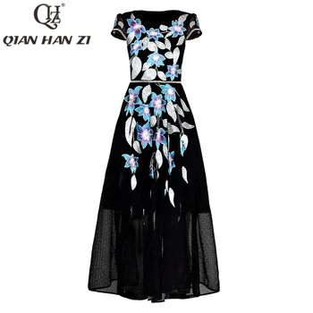 Qian Han Zi 2019 Newest Designer fashion runway dress Women's Short Sleeve grid Vintage Party Flowers Embroidered Midi Dress
Qian Han Zi 2019 Newest Designer fashion runway dress Women's Short Sleeve grid Vintage Party Flowers Embroidered Midi Dress