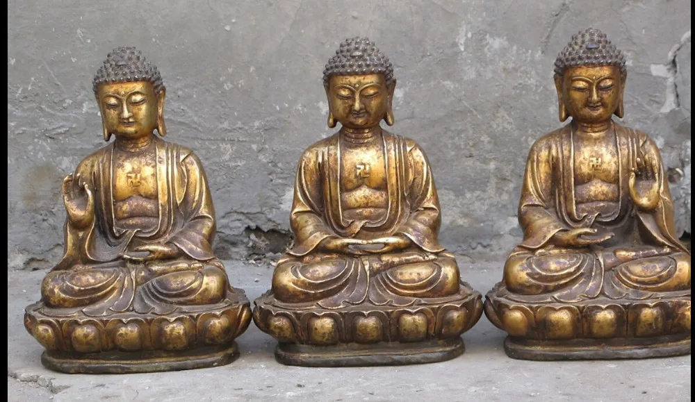 Shipping 8.5"China Bronze gilt founder Sakyamuni Amitabha tathagata Three Buddha SET Statue Statue
Shipping 8.5"China Bronze gilt founder Sakyamuni Amitabha tathagata Three Buddha SET Statue Statue