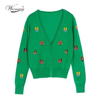 Autumn Spring Women Sweater shoes Embroidery Pattern All-match Jacket Coats Long Sleeve Short Knitting Cardigans B-154
Autumn Spring Women Sweater shoes Embroidery Pattern All-match Jacket Coats Long Sleeve Short Knitting Cardigans B-154