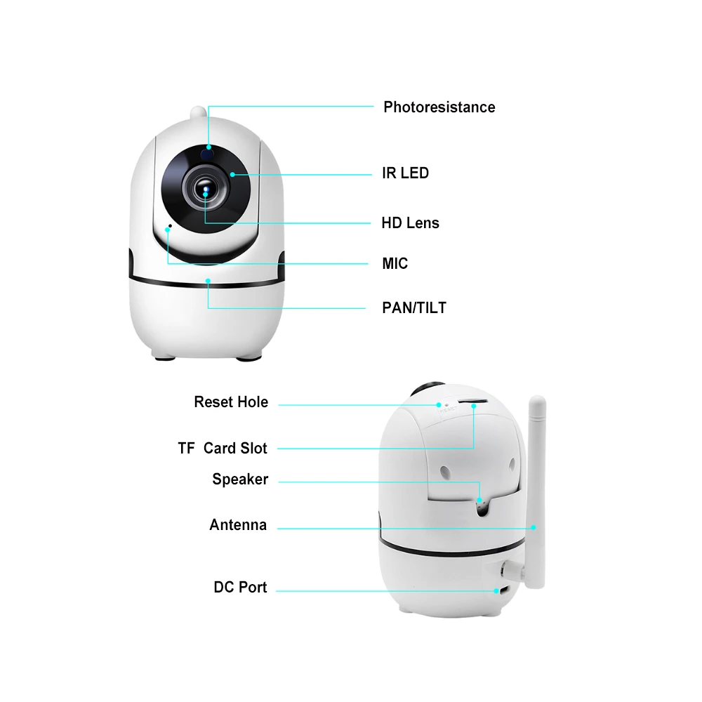 1MP HD 720P Mini Wifi IP Camera Pan Tilt Auto Tracking Motion Detection Two Way Audio YCC365 Wireless IP Camera Baby Monitor 2