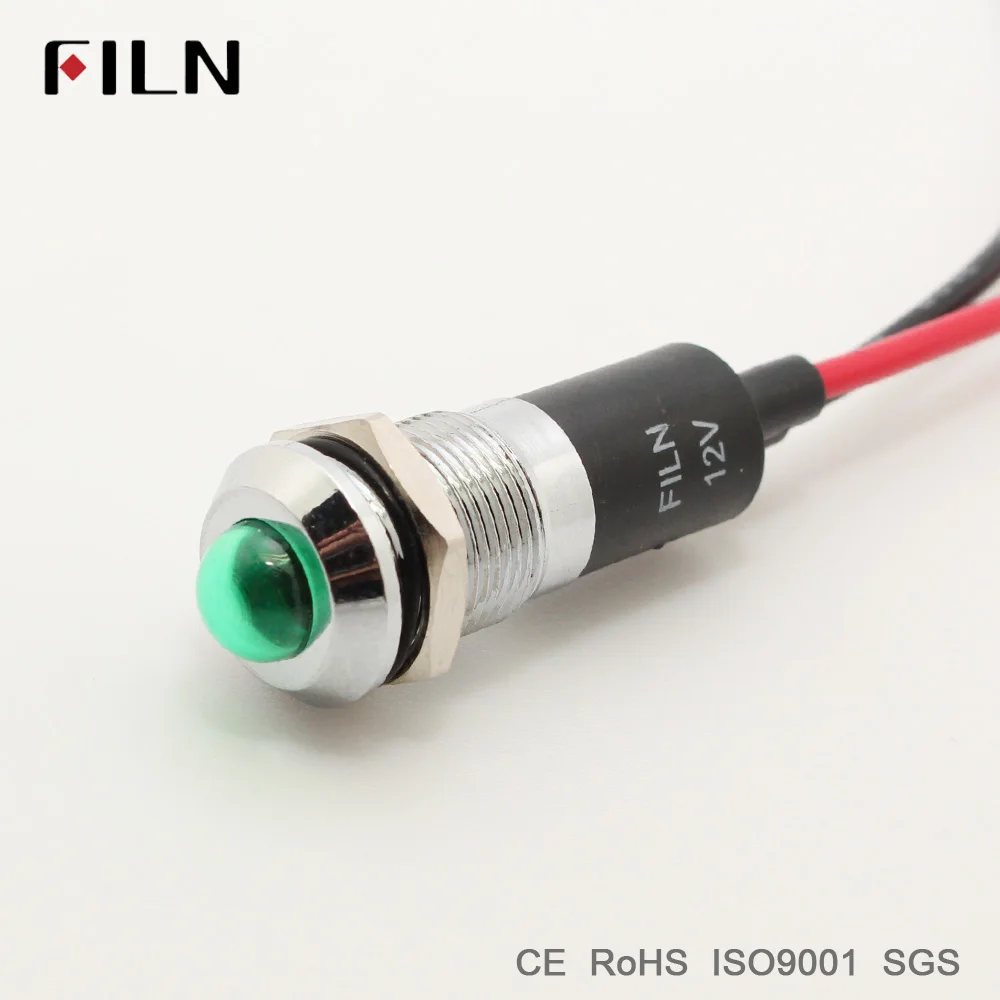 FILN pilot indicator signal lamp 12mm 12v 24v 110v red blue green white led light with 20cm cable
FILN pilot indicator signal lamp 12mm 12v 24v 110v red blue green white led light with 20cm cable