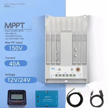 Tracer4215BN MPPT 40A Solar Charge Controller 12/24V Auto PV Regulator with MT50 Meter Box-WIFI Temperature Sensor and USB Cable
Tracer4215BN MPPT 40A Solar Charge Controller 12/24V Auto PV Regulator with MT50 Meter Box-WIFI Temperature Sensor and USB Cable