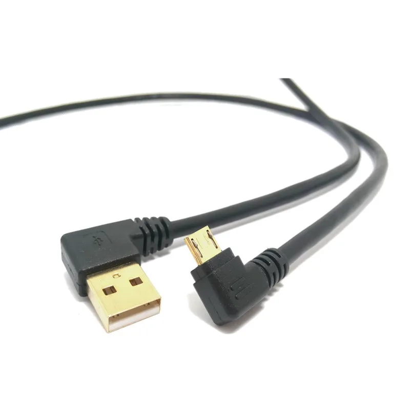 

15CM Gold Plated USB 2.0 Charger Cable Right Angle Card 90 Male Micro Left Sync Cable Degree Data USB Charging Corner To X8E9