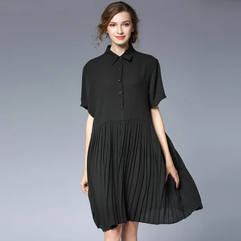 4XLwomen work dress for summer short sleeve knee length chiffon pleated black office lady dresses extra large casual briefdress
4XLwomen work dress for summer short sleeve knee length chiffon pleated black office lady dresses extra large casual briefdress