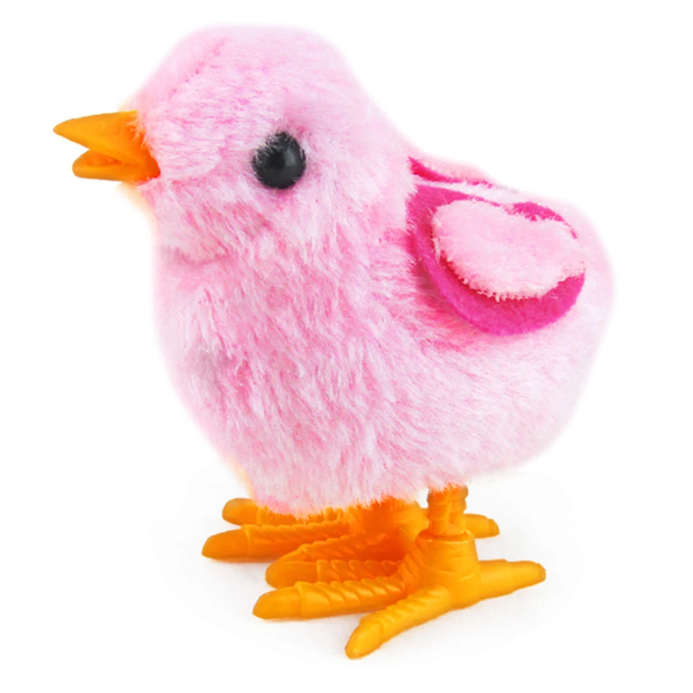 Cute Plush Wind-Up Jumping Chicken Kids Baby Toy Decor For Easter Party Birthday 