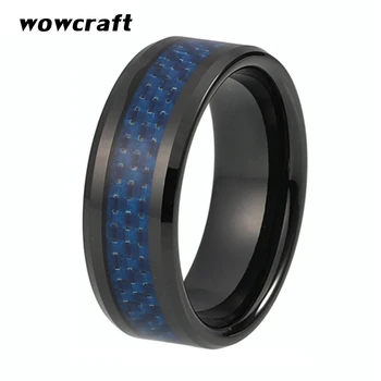 8mm Tungsten Wedding Band for Men Black Plated with Beveled Edges Engagement Ring Blue Carbon Fiber Inlay Comfort Fit
8mm Tungsten Wedding Band for Men Black Plated with Beveled Edges Engagement Ring Blue Carbon Fiber Inlay Comfort Fit