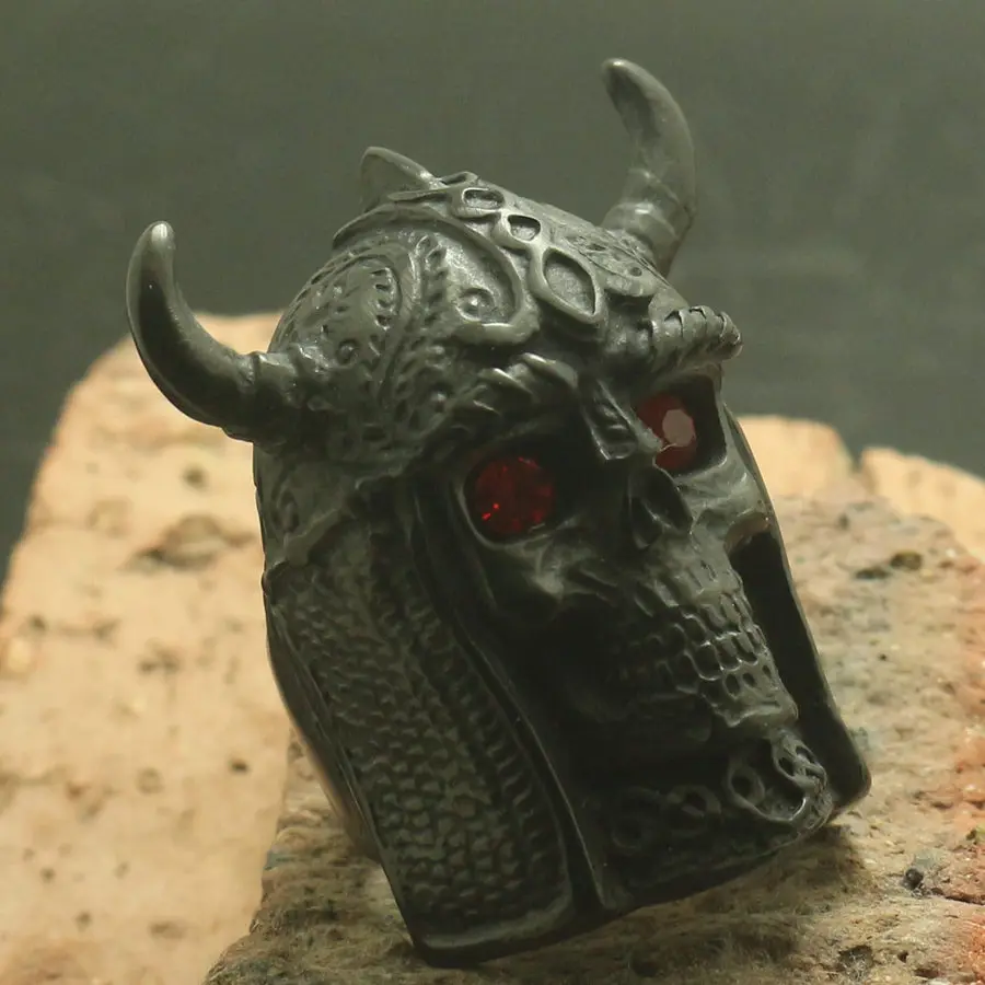 Newest Men Boy 316L Stainless Cool Big Skull Red Stone Eye Northern Europe Style Black Viking Ring
Newest Men Boy 316L Stainless Cool Big Skull Red Stone Eye Northern Europe Style Black Viking Ring