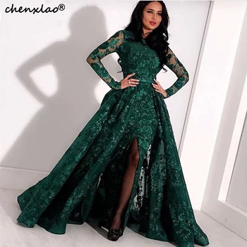 Robe De Soiree Green Evening Dress A-Line Jewel Neck Full Sleeves Split Lace Special Formal Occasion Evening Dresses Long
Robe De Soiree Green Evening Dress A-Line Jewel Neck Full Sleeves Split Lace Special Formal Occasion Evening Dresses Long