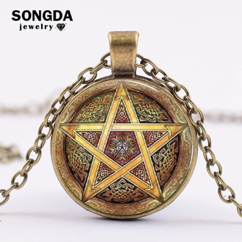 SONGDA Supernatural Necklace Wiccan Pagan Occult Astrology Retro Pentagram Pentacle Glass Dome Pendant Choker Men Women Jewelry
SONGDA Supernatural Necklace Wiccan Pagan Occult Astrology Retro Pentagram Pentacle Glass Dome Pendant Choker Men Women Jewelry