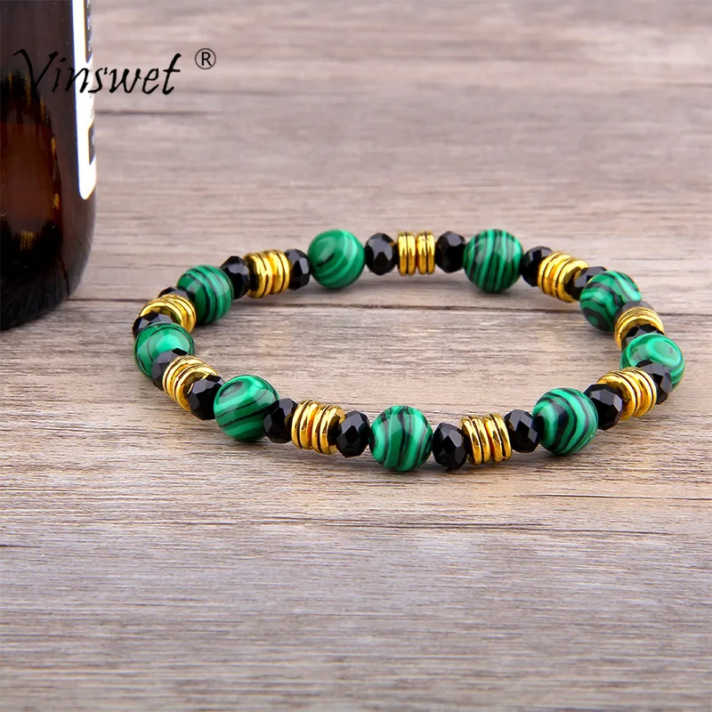 Natural Stone Malachite Beads Bracelet Faceted Black Stone Strand Elastic Bracelets for Women Men Fashion Jewelry
Natural Stone Malachite Beads Bracelet Faceted Black Stone Strand Elastic Bracelets for Women Men Fashion Jewelry