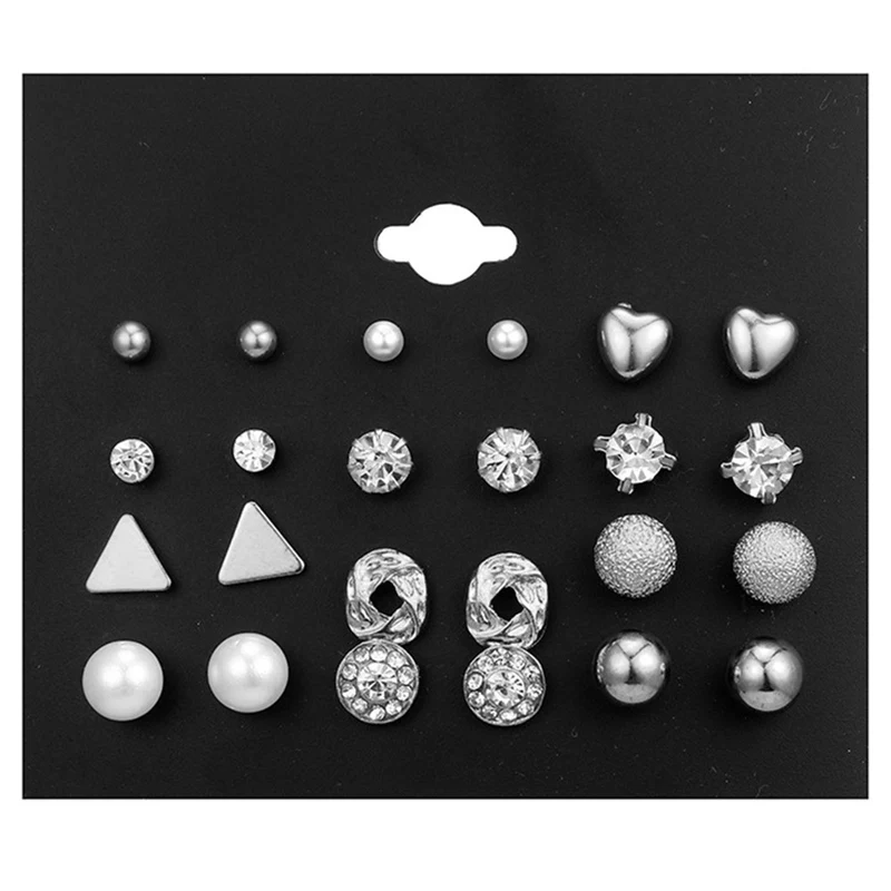 12 Pairs/Set Alloy Gold Silver Color Crystal Stud Earrings Set Piercing Earrings For Women Elegant Jewelry Fashion Gift
12 Pairs/Set Alloy Gold Silver Color Crystal Stud Earrings Set Piercing Earrings For Women Elegant Jewelry Fashion Gift