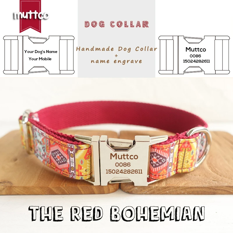 MUTTCO retailing Anti-lost custom name soft stubborn dog collar THE RED BOHEMIAN dog collar and leash set 5 sizes UDC055
MUTTCO retailing Anti-lost custom name soft stubborn dog collar THE RED BOHEMIAN dog collar and leash set 5 sizes UDC055