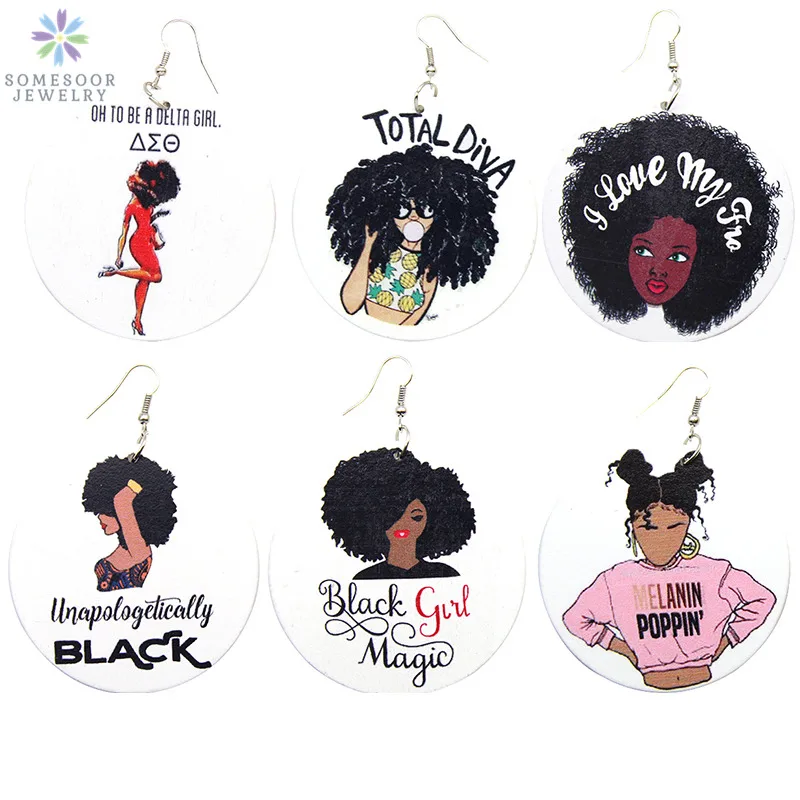 SOMESOOR Vintage Earrings African Wood Delta Magic Girl Melanin Poppin Black Afro Jewelry Personalized Dangle For Women Gfits
SOMESOOR Vintage Earrings African Wood Delta Magic Girl Melanin Poppin Black Afro Jewelry Personalized Dangle For Women Gfits